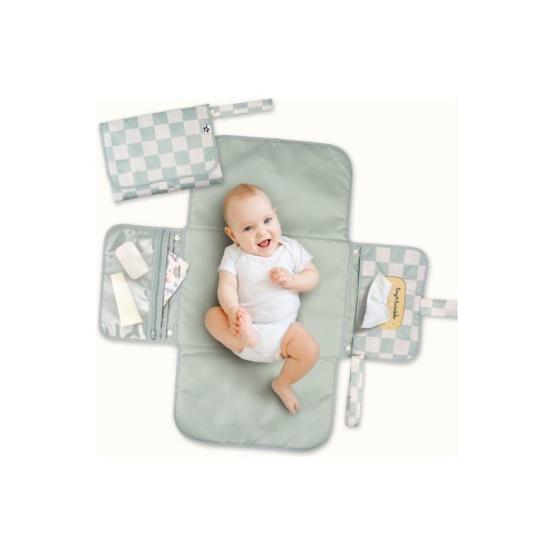 Portable/Foldable Waterproof Diaper Changing Pad with Smart Wipes Pocket