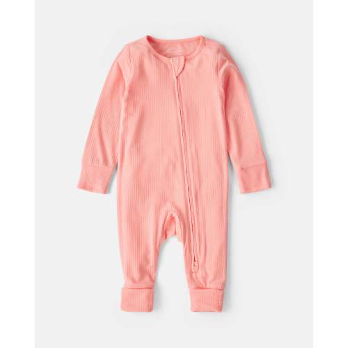 Baby Girl PurelySoft™ 2-Way Zip Sleep & Play Pajamas - Coral
