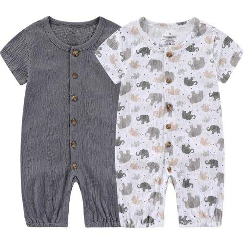 Baby Girl Romper Button Jumpsuit Summer Infant Boy Clothes for 0-24 Months