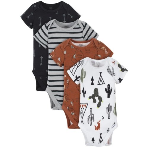 Modern Moments by Gerber Baby Boy Bodysuits, 4-Piece, Newborn-12 Months