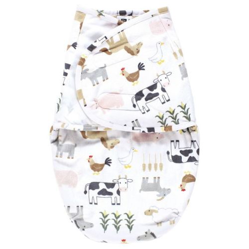 Hudson Baby Infant Boy Plush Faux Fur Swaddle Wrap, Cute Farm, 0-3 Months