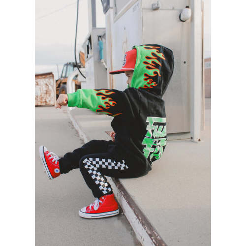 Fuel The Fun Green Flame Hoodie