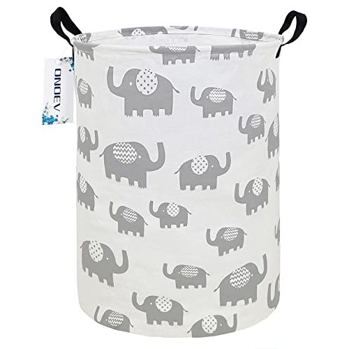 ONOEV Round waterproof laundry basket gift basket,suitable for children's room and toy storage (Grey Elephant)