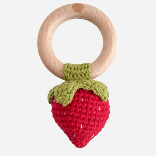 Strawberry Crochet Rattle Teether