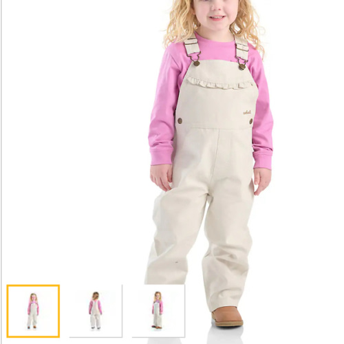 Girls' Canvas Ruffle Front Overall (Baby/Toddler) | Toddler Girl Outerwear (2T - 4T) | Carhartt
