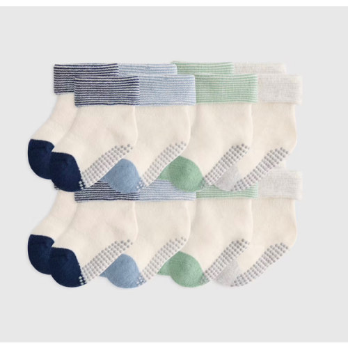 Organic Cotton Gripper Fold Over Socks 8-Pack - Baby