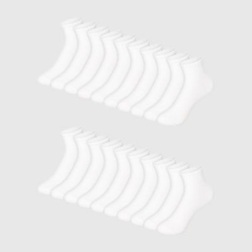 Hanes Boys' 20pk Ankle Socks - White S