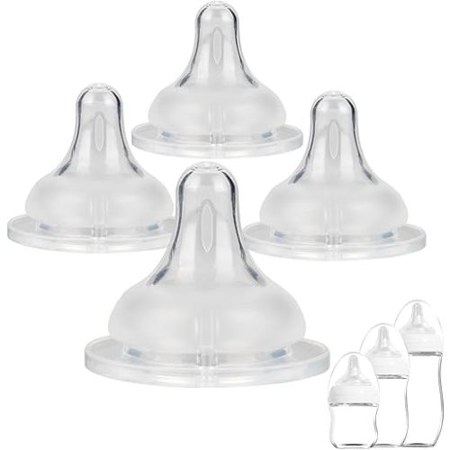 Soft Silicone Nipple for Gulicola Natural Glass Bottle,Size S Nipples,Slow Flow,1m+, 4 Count