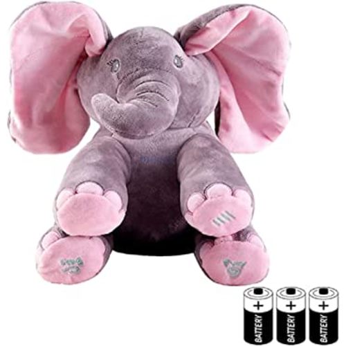 Dimple Kaia Interactive Animated Singing & Peek-A-Boo Plush Elephant Stuffed Animal with Floppy Ears, Engaging Musical Baby Toy - Easter Gift for Kids - Battery Included