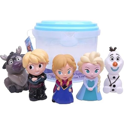 Disney Frozen - 5 Piece Jumbo Squirter Bucket - Bath Toys for Baby and Toddlers - Includes Organizer Bucket - Store Bath Time Water Toys