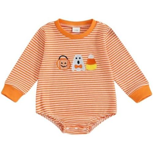 Newborn Baby Boy Girl Halloween Outfit Pumpkin Ghost Embroidery Romper Infant Onesie My First Hallween Baby Outfit
