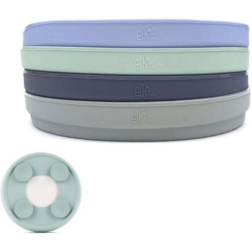 Elk and Friends Kids 7.8” Porcelain Plate Silicone Suction Sleeves Sleeves | Microwave & Dishwasher Safe