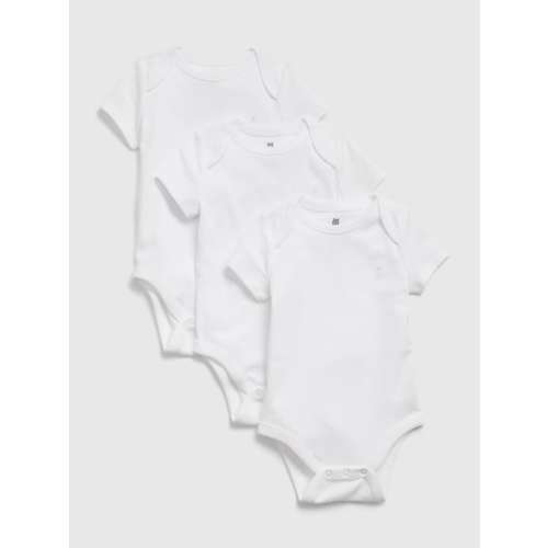 Baby 100% Organic Cotton First Favorite Bodysuit (3-Pack) in white, size: 0-3 M