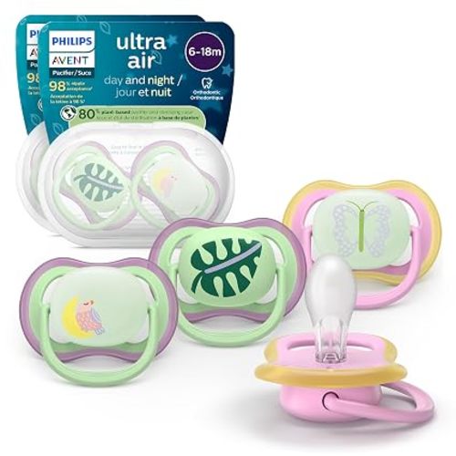 Philips Avent Ultra Air Day & Night Baby Pacifier for 6-18 Months, BPA-Free