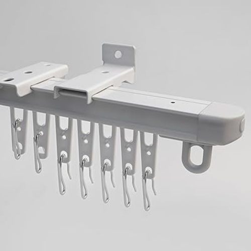 31"-59" Retractable Ceiling Curtain Track Measurement-Free Curtain Rail for Room Divider, Living Room, Shower Curtain,White