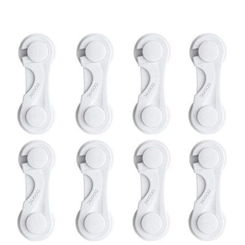 Child Safety Cabinet & Drawer Locks, Adjustable Strap, (8-Pack White)
