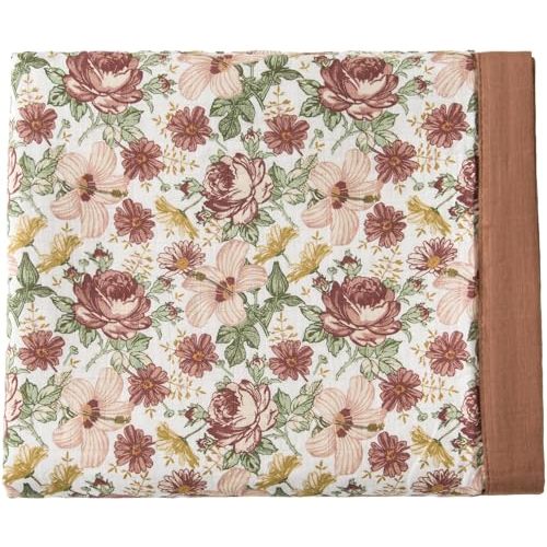 Little Jump Boho Vintage Floral Muslin Blanket Baby Quilt - Silky Soft and Breathable Crib Blanket for Daycare - Large 47" x 47" - 2 Layers Toddler Summer Blankets for Girls (Vintage Floral-2)