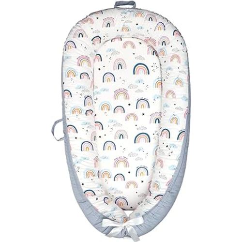 CosyNation Baby Lounger Cover, Ultra Breathable Soft Cotton Perfect for Tummy Time, Portable & Adjustable Infant Cover Floor Seat for Traveling | Newborn Shower Gift