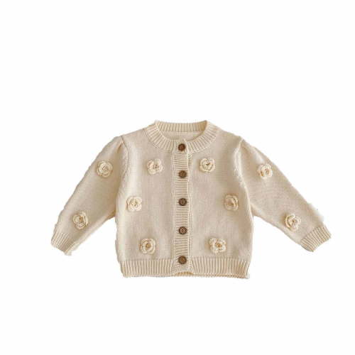 ZyeKqe Newborn Baby Girls Cardigans Long Sleeve Sweaters Button down Crewneck Knitwear Coat Outwear Fall Winter Clothes