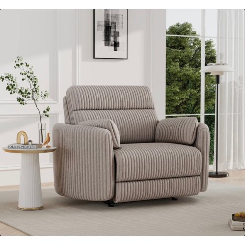 Orren Ellis 52.4" Wide Modern Corduroy Power Glider Recliner With Two Accent Pillows & Charging Ports & Reviews | Wayfair