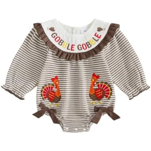 Baby Girl Christmas Romper Long Sleeve Smocked Santa/Tree Bodysuit