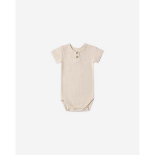 Ribbed Henley Bodysuit Ecru