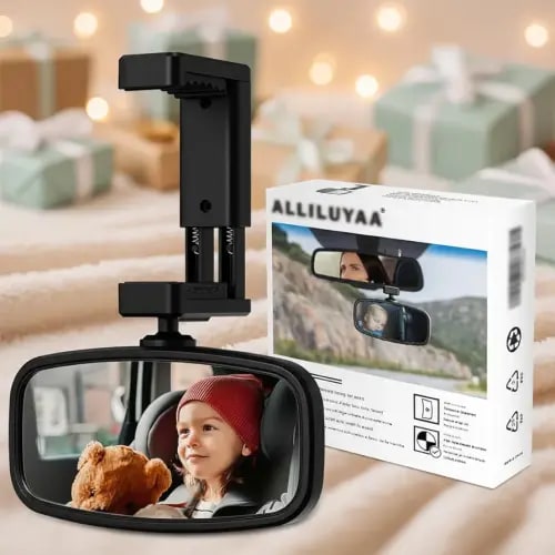 360-Degree Baby Car Mirror for Rear-Facing Seats,Kids Safety Mirrors with Tool-Free Installation,Kids Rear View Mirror BPA-Free Shatterproof & ASTM Certified (Adjustable 14"-22") (1 pack)