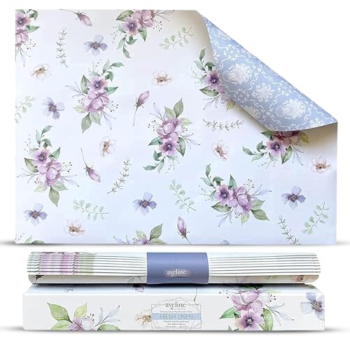 8X Linen Scented Drawer Liners for Dresser - Non Adhesive Cabinet Liners for Shelves - Double-Sided Pattern Kitchen Shelf Liners - Shelf Paper for Bathroom, Cupboard & Closets are Ideal