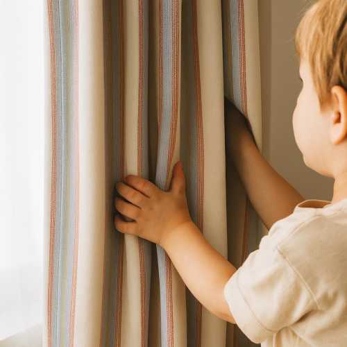 Organic Cotton Kids Curtains - Pastel Stripes, Custom Sizes