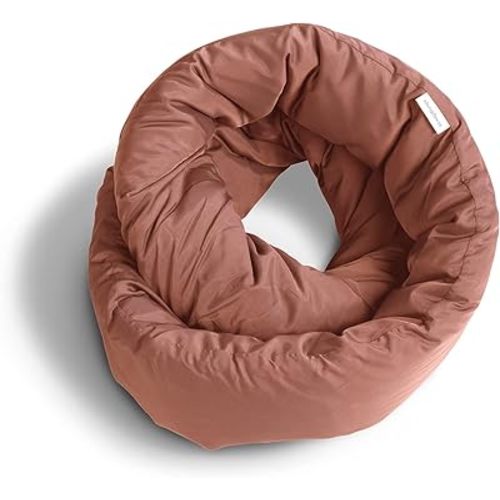 Huzi Infinity Pillow - Home Travel Soft Neck Scarf Support Sleep (Terracotta)