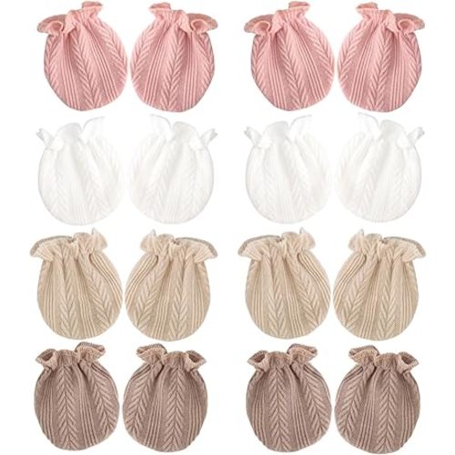 BQUBO Newborn Infant Toddler Mittens No Scratch Cotton Elastic Wrist Gloves Hypoallergenic for 0-6 Months Baby Boys Girls