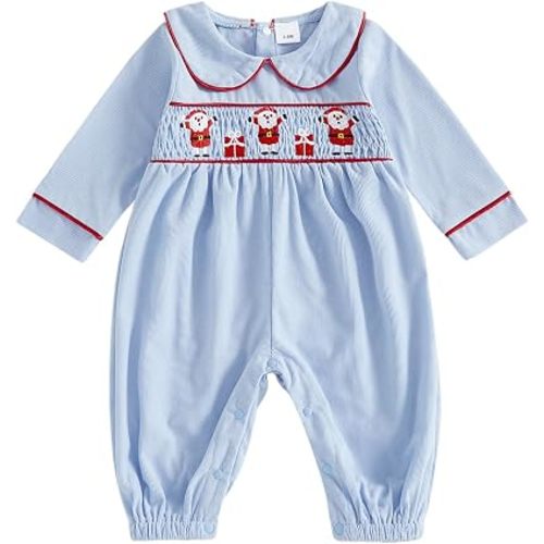 Baby Girl First Christmas Outfit My 1st Christmas Newborn Romper Long Sleeve Jumpsuit Infant Santa Outfit