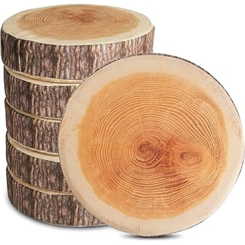 Log Pillow 6 Pack - Cozy & Comfy Wood Pillow with High-Density Foam - Realistic Round Cushions with Washable Covers - Log Cabin Decor & Forest Themed Décor