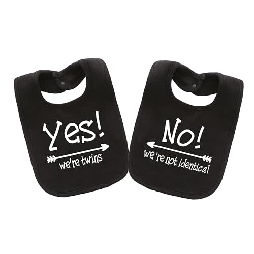 YSCULBUTOL Baby Twins Bibs Yes We Are Twins Newborn Baby Cute Unisex Bibs Infant Twin Outfits