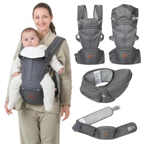 BabbleRoo Grow Carrier – 6-in-1 Baby Carrier with Hip Seat, Ergonomic & Adjustable Toddler Carrier, Newborn to Toddler, with Lumbar Support & Sunshade