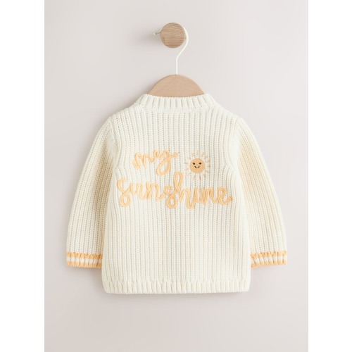 Yellow My Sunshine Knitted Embroidered Baby Cardigan