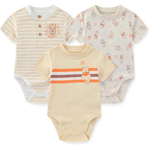 Disney Winnie the Pooh Baby Boys 3 Pack Bodysuit for Newborn and Infant