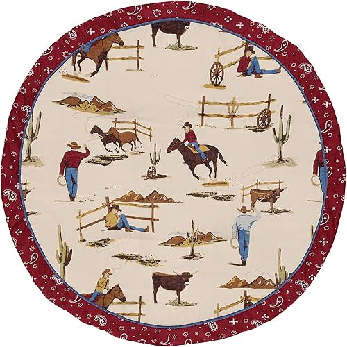 Sweet Jojo Designs Tan and Red Cowboy Playmat Tummy Time Baby and Infant Play Mat for Wild West Collection