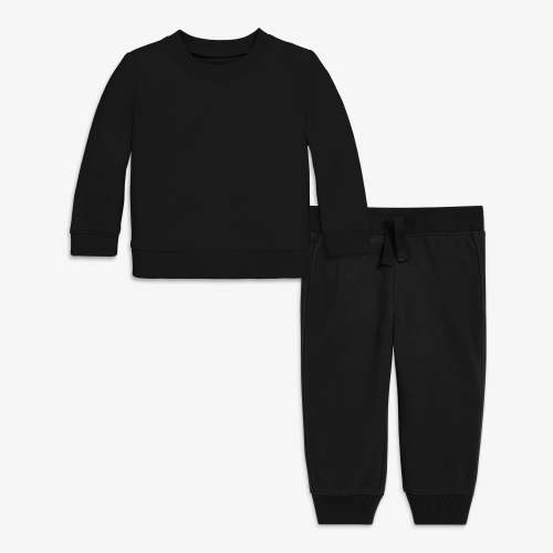 Baby sweatshirt & jogger set - Black / 6-12