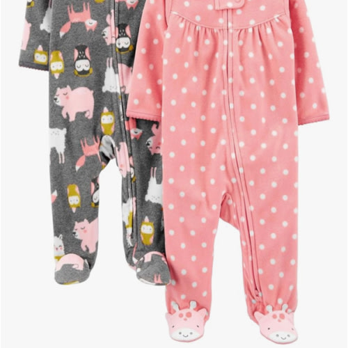 Simple Joys by Carter's baby-girls Cotton and Fleece Footed Sleep and Play, Pack of 2