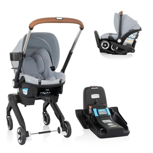 Evenflo Shyft DualRide Infant Car Seat Stroller Combo w Carryall Storage and Green & Gentle Fabric (Quartz)