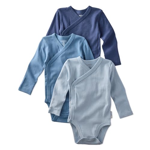 Butterblu unisex-baby Sterling 3-pack Kimono Bodysuits 100% Organic Cotton Side Snap for Baby Boys & Girls