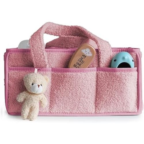 Portable Baby Diaper Caddy Organizer – Durable Nursery Storage Basket for Changing Table, Car & Newborn Essentials – Perfect Baby Diaper Organizer - Available in Blue, Pink & Cream