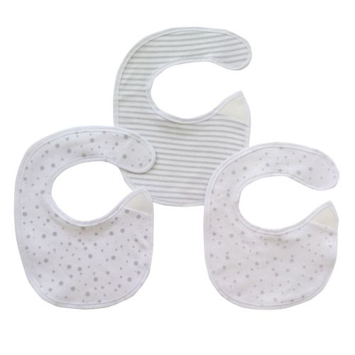 4Baby Newborn Jersey Soft Bib Grey Print 3 Pack