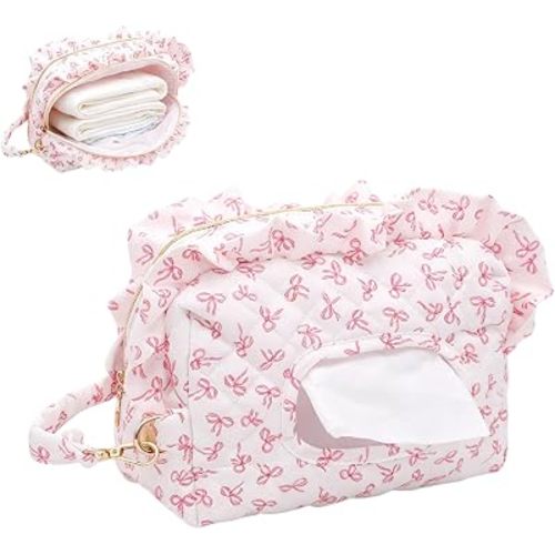 Qulited Diaper and Wipes Pouch Diaper Clutch Travel Wipes Case Dispenser