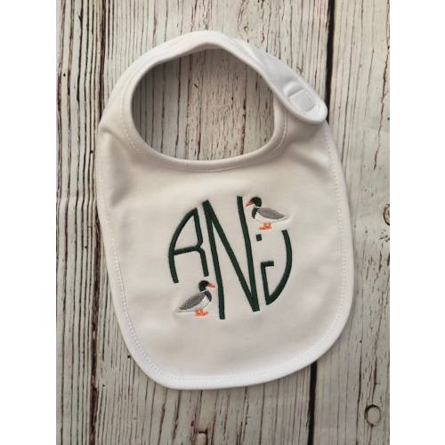 Duck Circle Monogram Custom Personalized Baby Bib