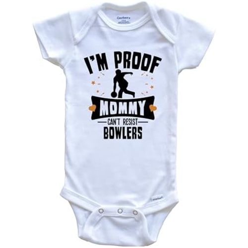 Funny Bowling One Piece Baby Bodysuit - I'm Proof Mommy Can't Resist Bowlers Baby Bodysuit