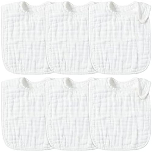 6Pcs Snap Muslin Cotton Baby Bibs