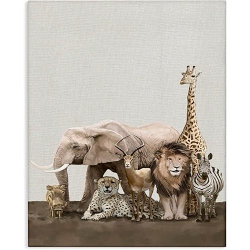 Stupell Industries Wild Zoo Animals Rustic, 16 x 20 Inch Canvas Wall Art