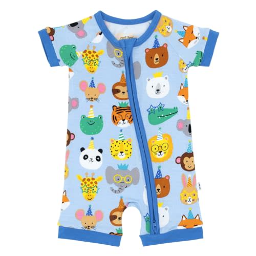 Little Sleepies Shorty Pajamas, Viscose from Bamboo Short Sleeve Romper PJs | Two-way zipper, baby sleeper PJs, eczema-friendly, kids family matching toddler pajamas, hypoallergenic, tagless, 0-3M to 3T